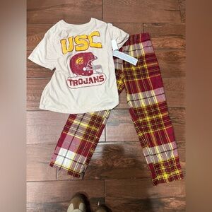 USC Trojans T-Shirt and Plaid Pants Set Boys size 6 NWT